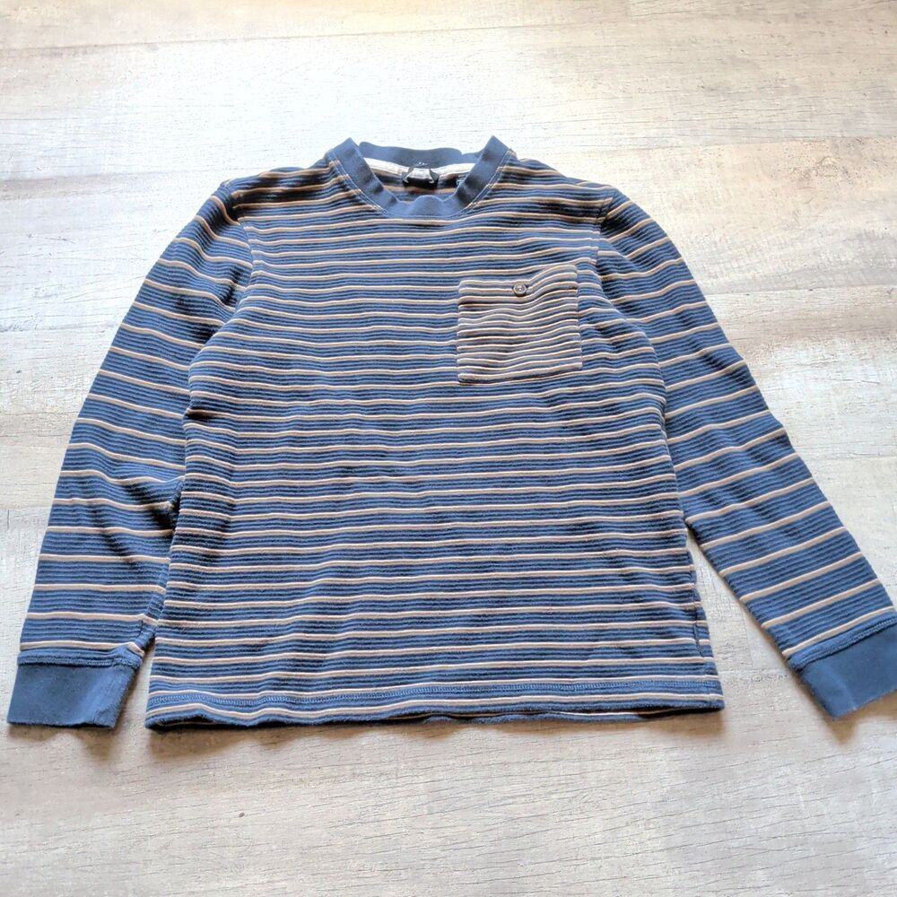 TED BAKER London Men's Crewneck Long Sleeve Striped Pullover Size S Pocket